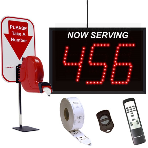 Wireless Take A Number System w/Floor Stand Ticket Dispenser- 3 Digits