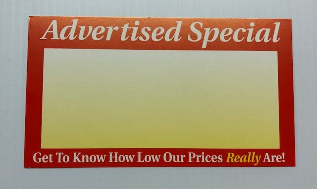 Advertised Special Shelf Signs Price Cards