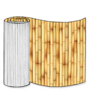 Illustration of a roll of corrugated bamboo base pallet wrap, showing both the rolled form and the unrolled, patterned form.