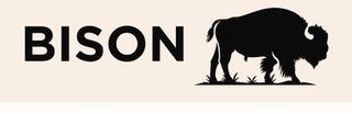 A black and white image showing a silhouette of a bison on the left and the word 'BISON' in bold lettering on the right.