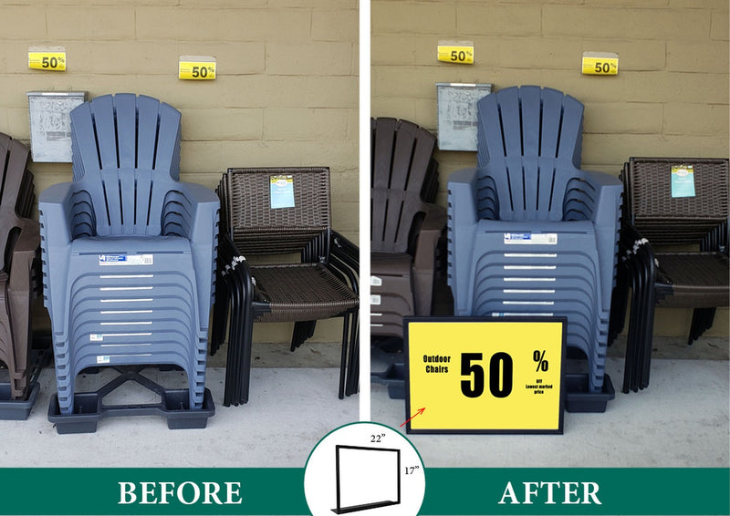 Black Metal Sign Frames Wedge Base -22" W x 17"H -4 pieces