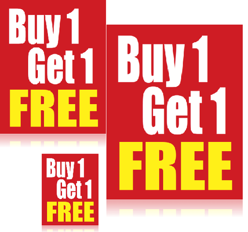 bogo retail promotional sale event sign kit buy one get one free