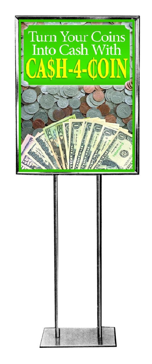 Cash for Coins Floor Stand Stanchion Sign- 22 x 28 — screengemsinc