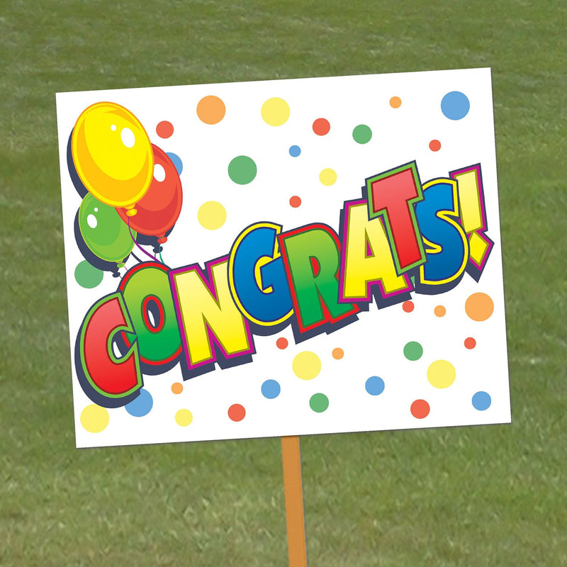 Congrats Lawn Yard Signs- 15"W x12"H-6 pieces