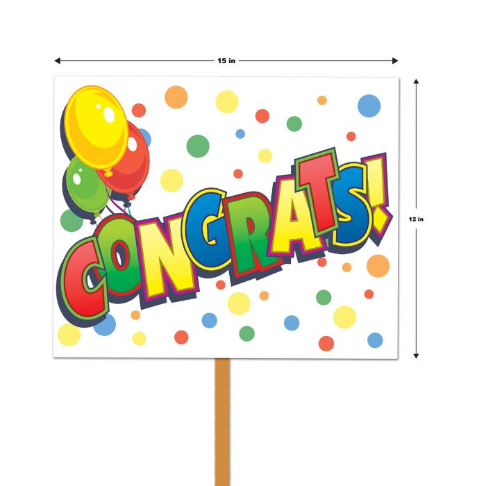 Congrats Lawn Yard Signs- 15"W x12"H-6 pieces