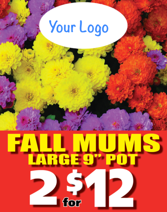 Mums Window Sign -Custom Printed 36"W x 48"H