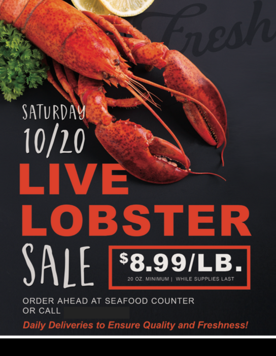 Lobster Sale Floor Stand Stanchion Sign