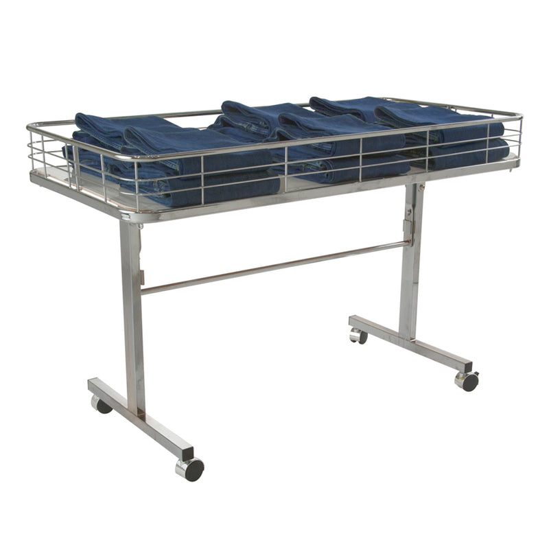 Folding Dump Table Display Fixture-Chrome