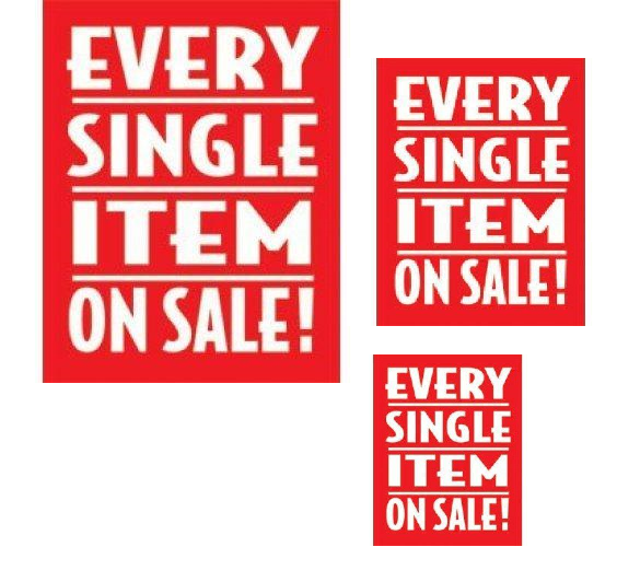 Every Single Item On Sale Retail Sale Event Sign Kit