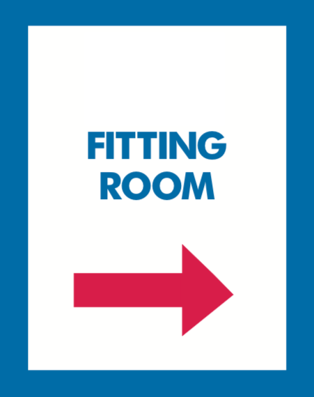 Thrift Store Floor Stand Stanchion Poster Signs- Fitting Room