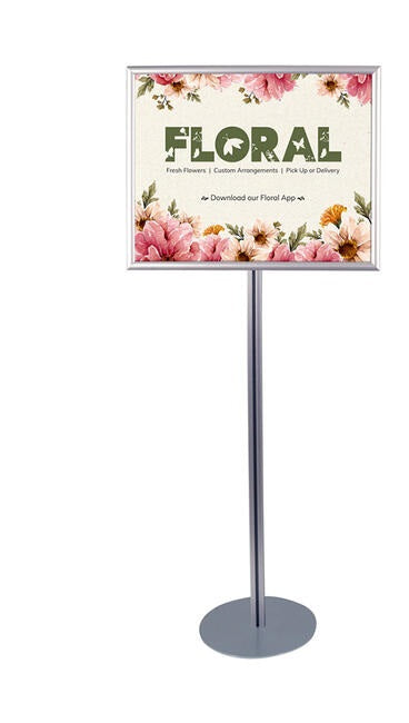 Floor Stand Stanchion Sign Holder 24"W x36"H Double Sided Signs