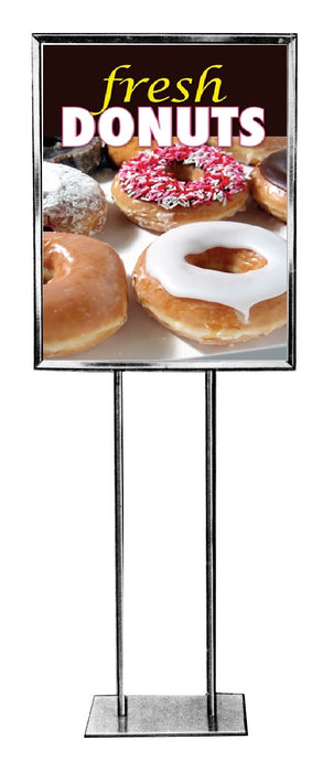 Fresh Donuts Floor Stand Stanchion Signs-22" W x 28" H