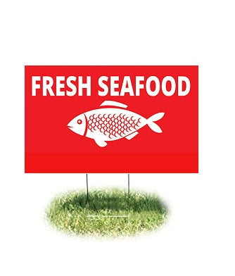 Fresh Seafood Lawn Yard Signs  24"W x 18"H- 2 pieces
