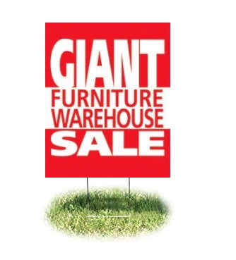 Giant Warehouse Furniture Sale for Retail Lawn Yard Signs-12"W x 18"H- 2 pieces