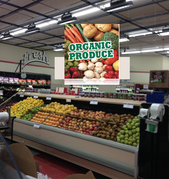 Organic Produce Hanging Sign-Ceiling Dangler