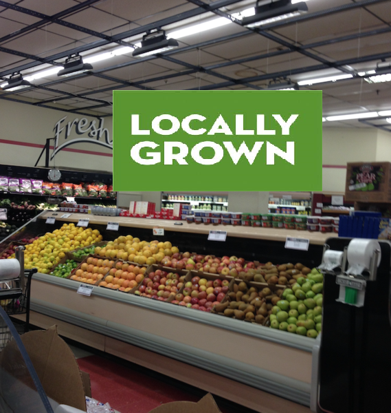 Locally Grown Produce Hanging Sign Ceiling Dangler