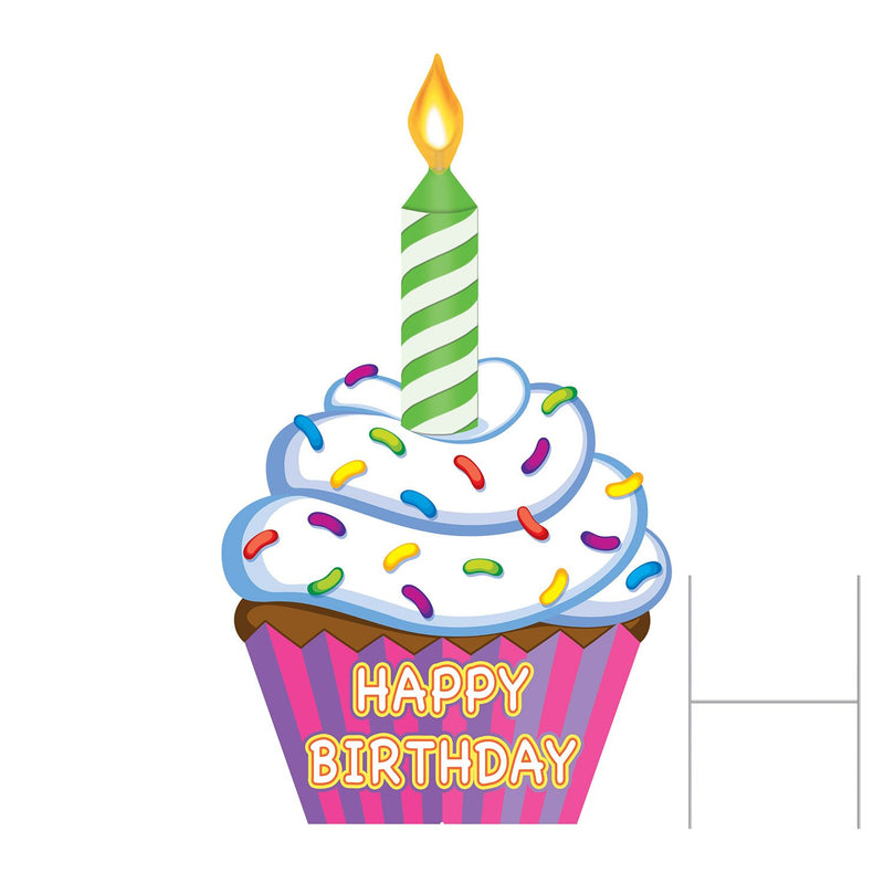 Happy Birthday Jumbo Cupcake Lawn/Easel Signs-2 pieces
