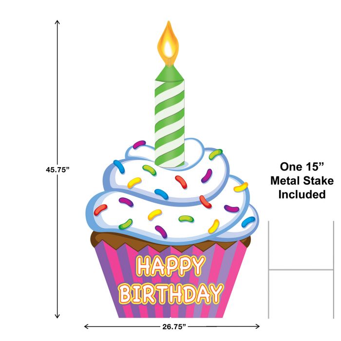 Happy Birthday Jumbo Cupcake Lawn/Easel Signs-2 pieces