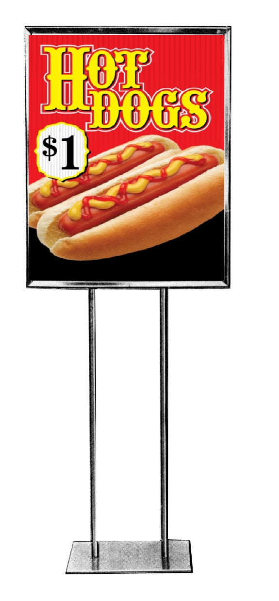 Hot Dogs Stand Stanchion Signs with Custom Price-22" W x 28" H