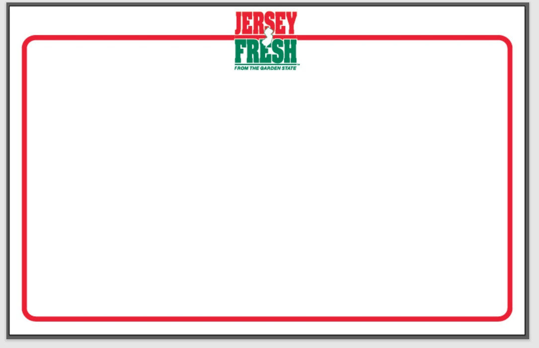 Jersey Fresh Produce Shelf Signs  7"W x 5.5"H -100 signs