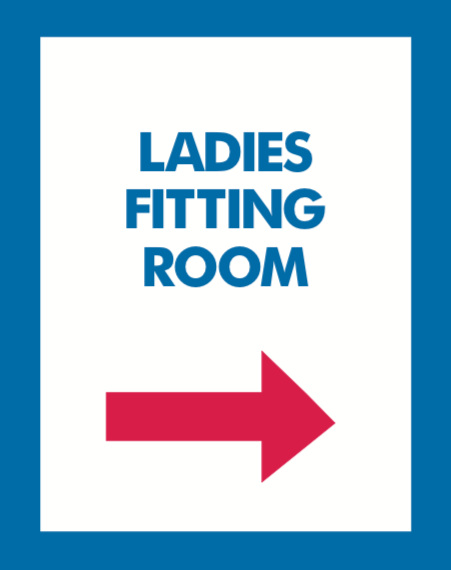 Thrift Store Floor Stand Stanchion Poster Signs-Ladies Fitting Room