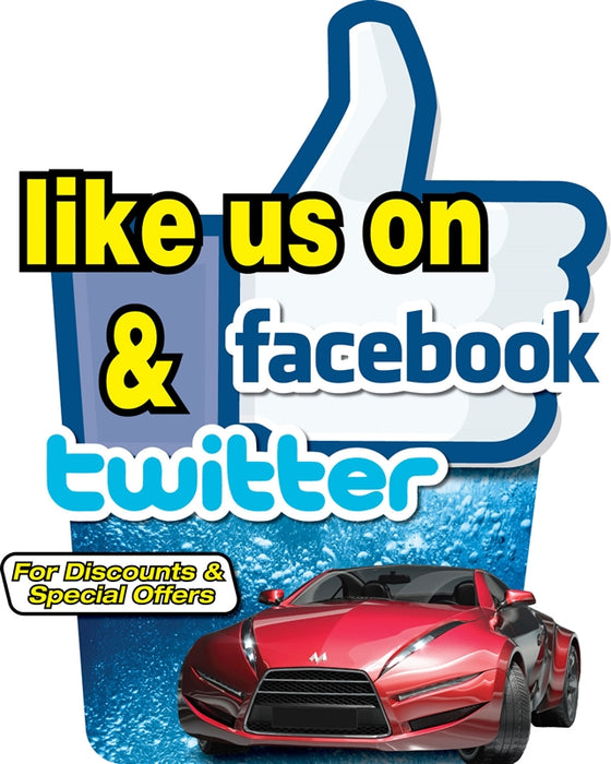 Like us on Facebook & Twitter Floor Stand Stanchion Sign-Poster