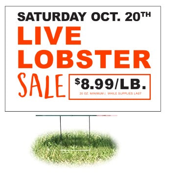 Lobster Sale Lawn Yard Signs-24"W x 18"H