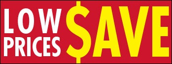 Small Spiral Sign Board Header Low Prices $ave Insert