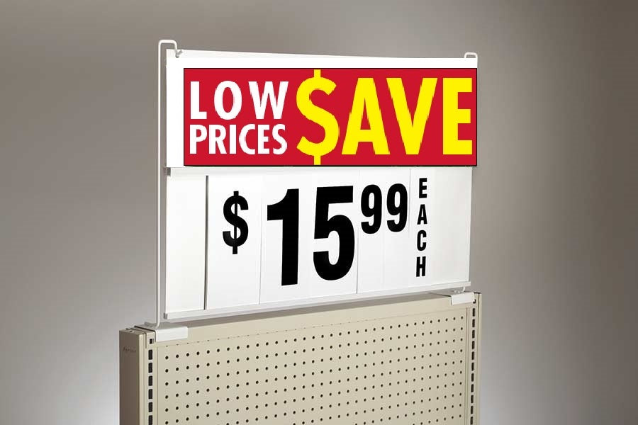 Small Spiral Sign Board Header Low Prices $ave Insert