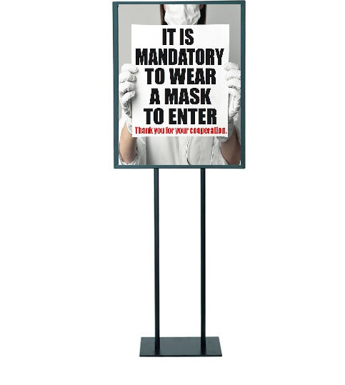 It Is Mandatory to Wear A Mask to Enter Stanchion Floor Stand Sign 22"x28"