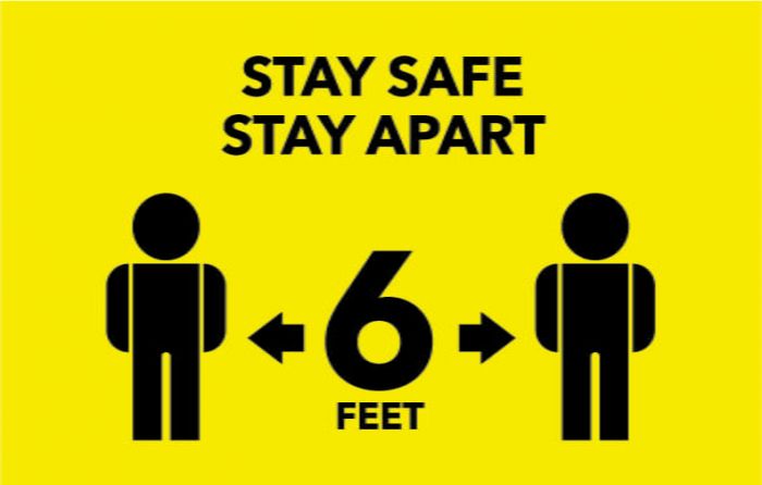 Stay 6' Apart Here Social Distancing Sign-7x11 - 10 pieces
