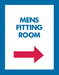 Thrift Store Floor Stand Stanchion Poster Signs-Mens Fitting Room