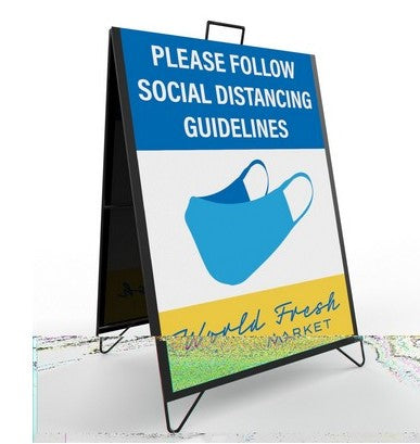 A Frame Sign Inserts & Sign Holder Frame Set-Black Metal Sidewalk Frame-24" x 32"