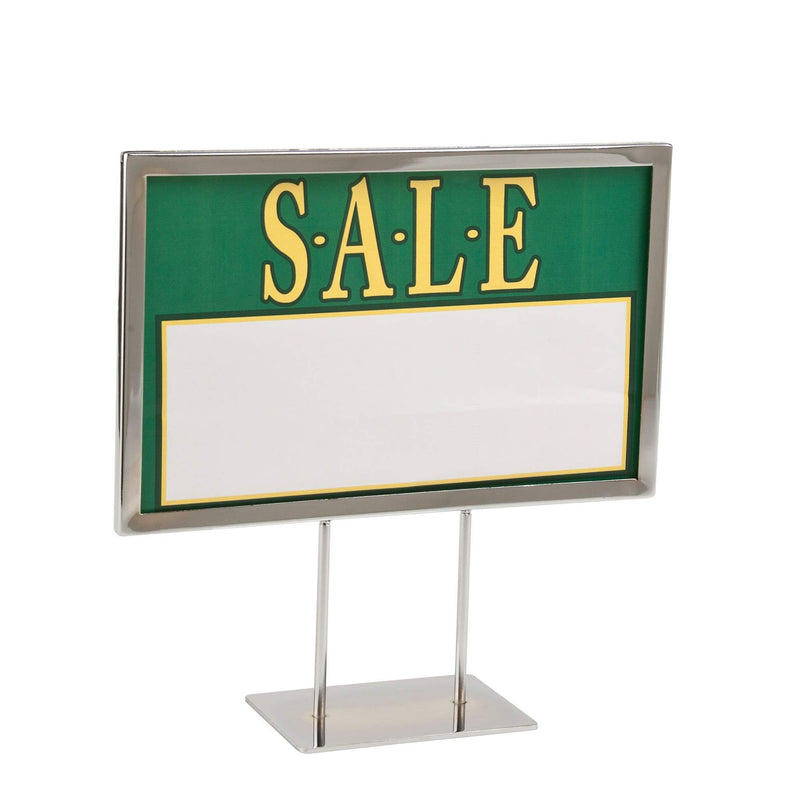 Chrome Sign Frames-4" Stems & Flat Base-11"W x 7"H -24 pieces