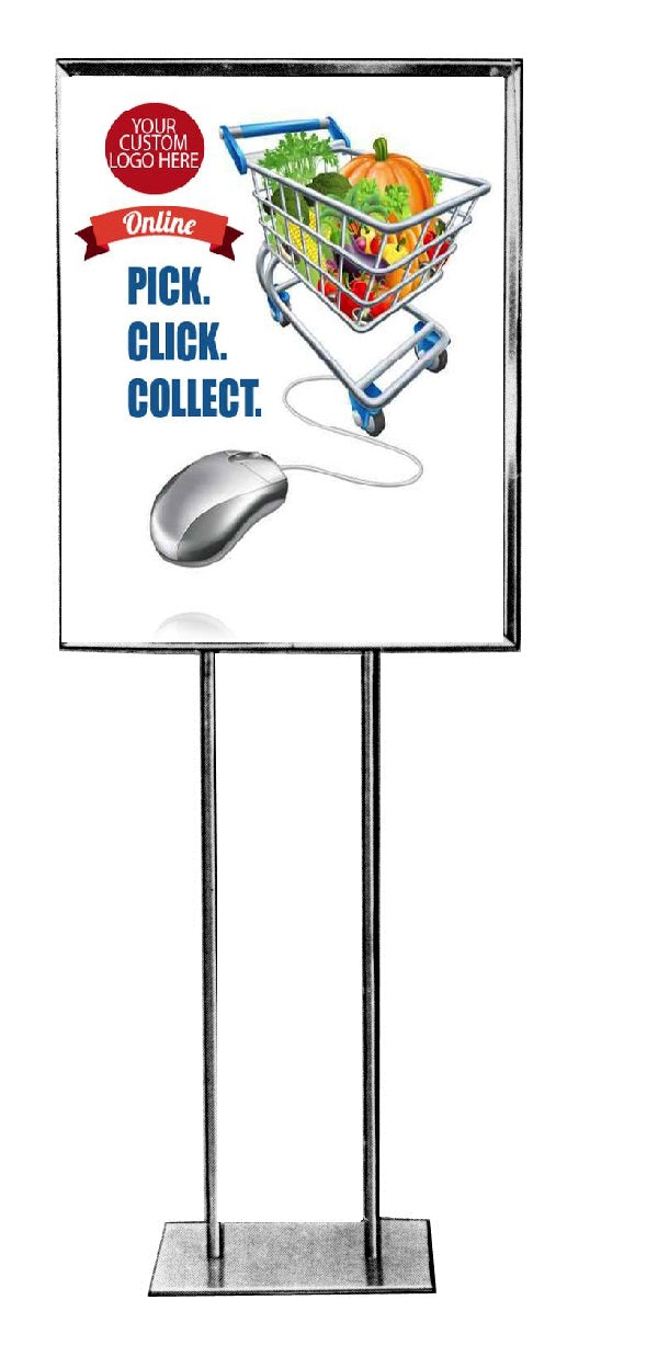 On Line Shopping Floor Stand Stanchion Signs-22" W x 28" H