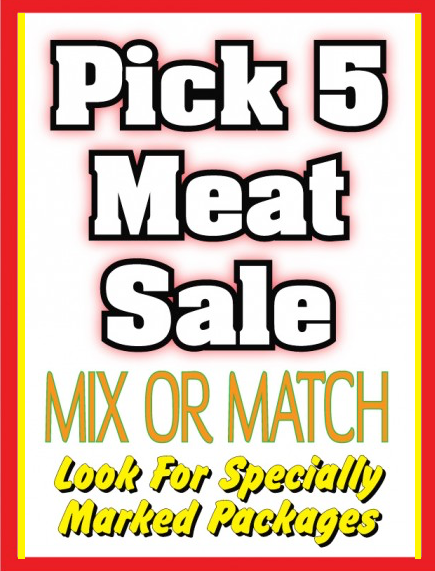 Pick 5 Meat Floor Stand Stanchion Sign