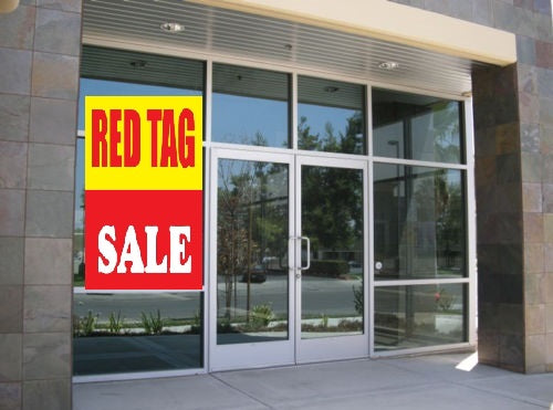 Red Tag Sale Window Signs-R-36"W x 48"H