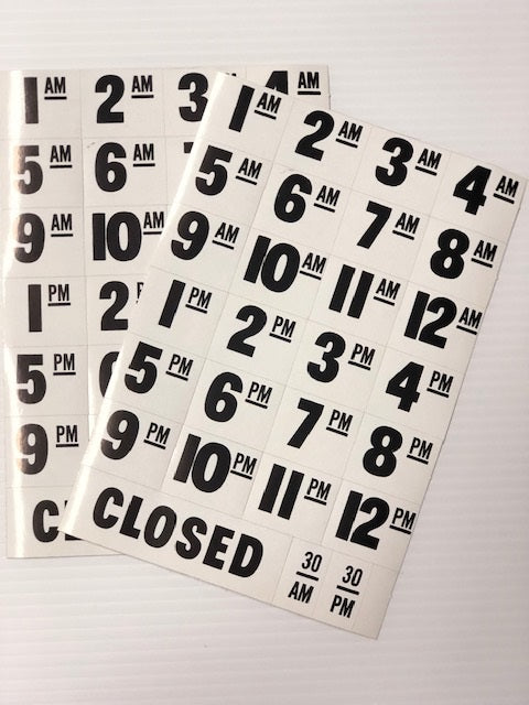 Store Hours Window Door Decals- 5 pieces