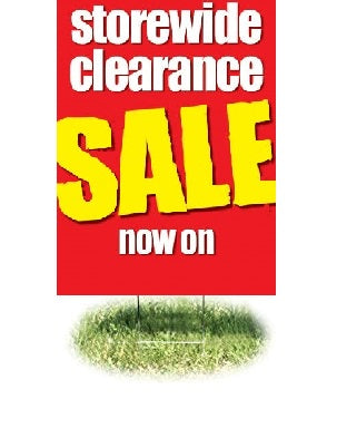 Store Wide Clearance Sale Lawn-Yard Signs-12"W x 18"H