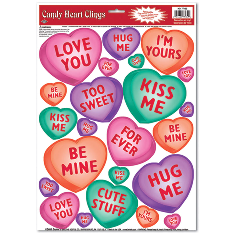 Valentine's Day Static Clings-12 sheets per pack