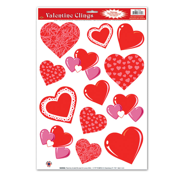Valentine's Day Static Clings-12 sheets per pack