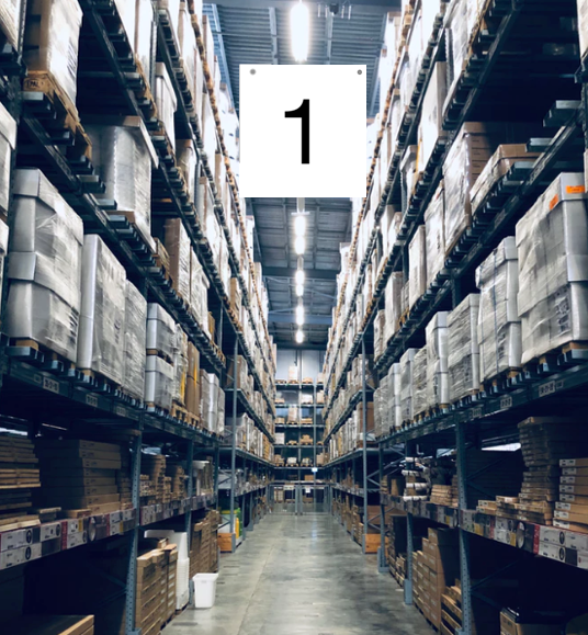 warehouse hanging signs 1 through 10