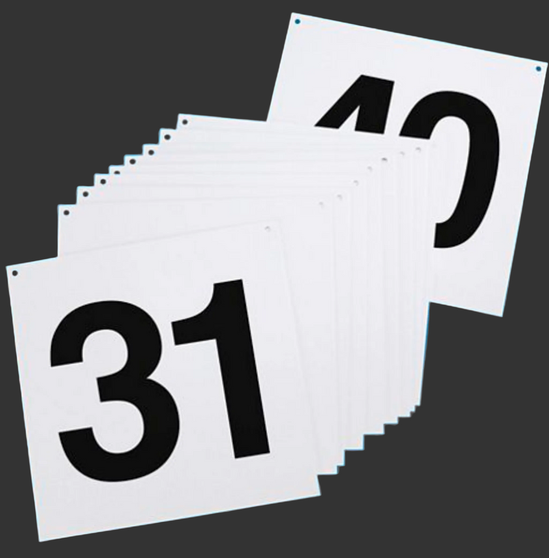 warehouse numbered hanging signs