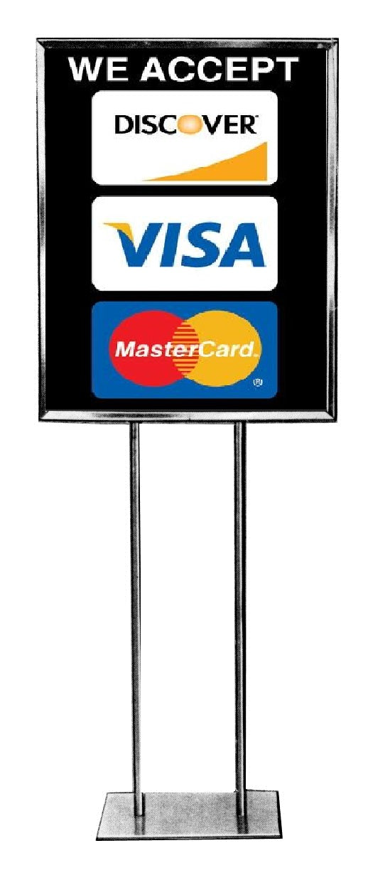 We Accept Credit Cards Floor Stand Stanchion Sign