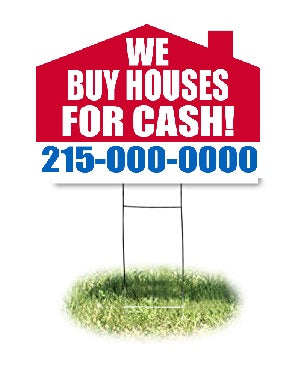 Lawn-Yard-Bandit Signs-We Buy Houses for Cash-Real Estate- 24 "x 18"