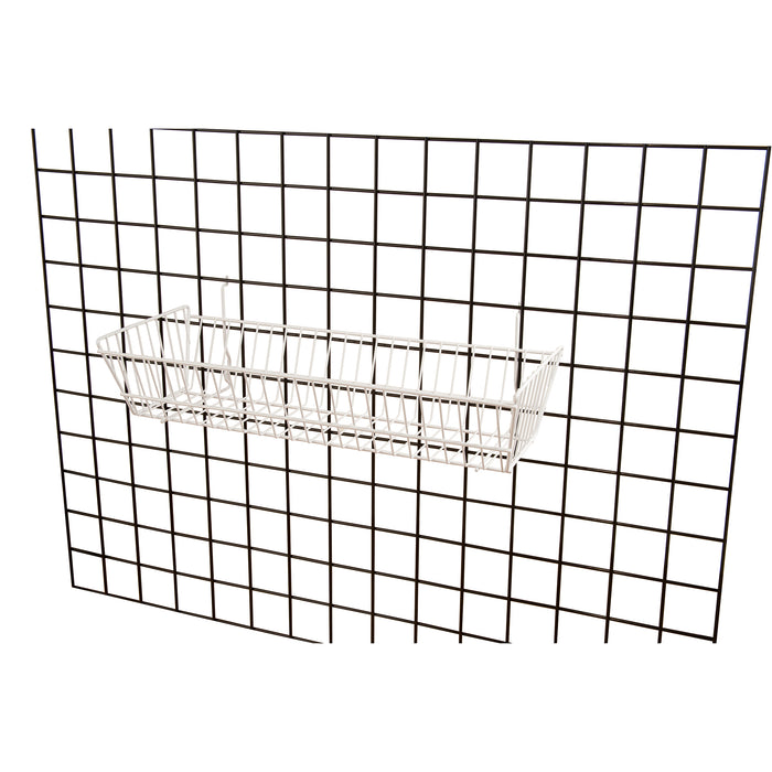 White Wire Sloping Baskets Fixtures for Gridwall, Slatwall, Pegboards-6 pieces
