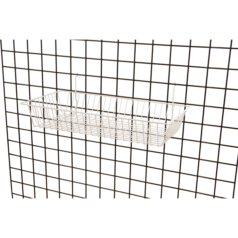 White Wire Baskets for Retail Gridwall, Slatwall, Pegboards
