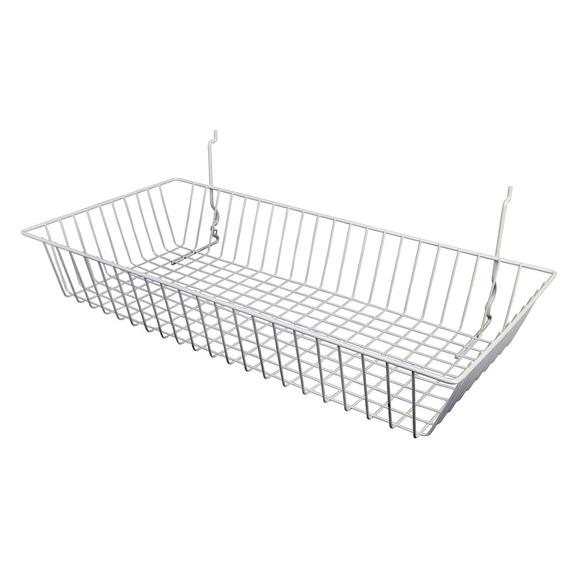 White Wire Baskets for retail display merchandising