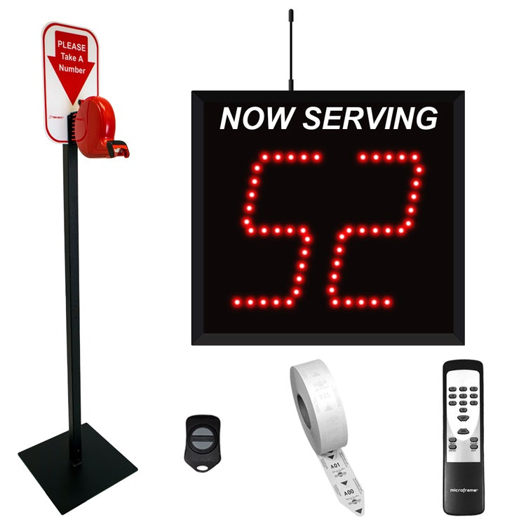 Wireless Take A Number System w/Floor Stand Ticket Dispenser- 2 Digits