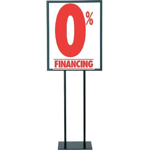 Zero Percent Financing Poster Floor Stand Stanchion Signs-22 W x 28 H